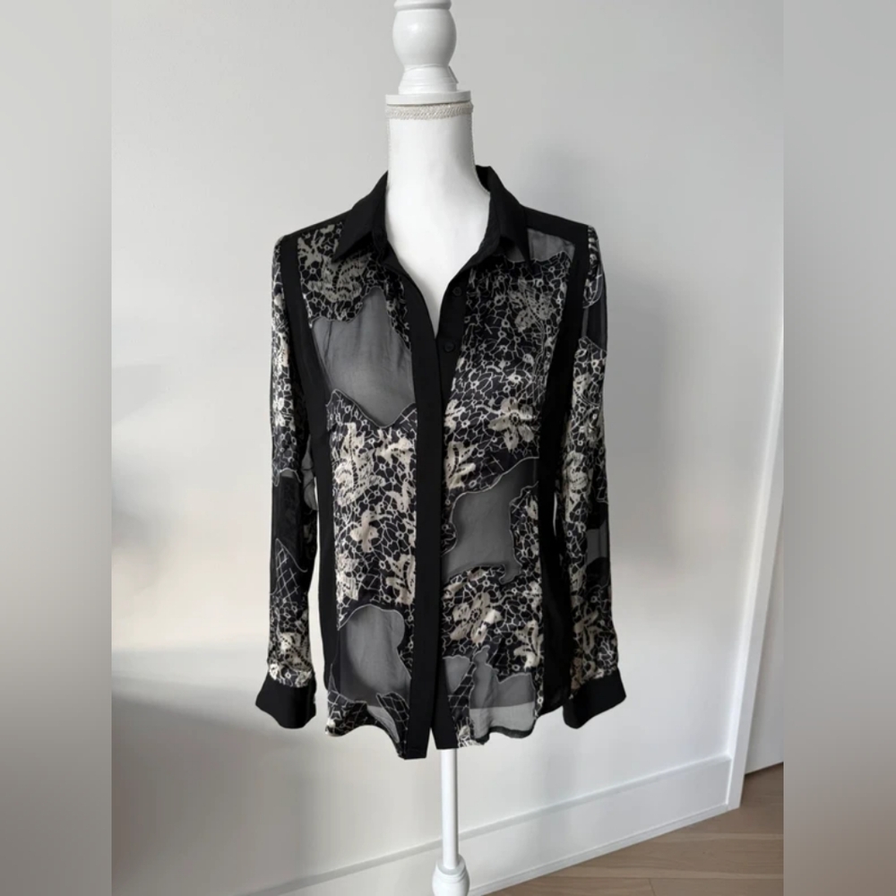 Alberto Makali Black and Cream Button Down Shirt